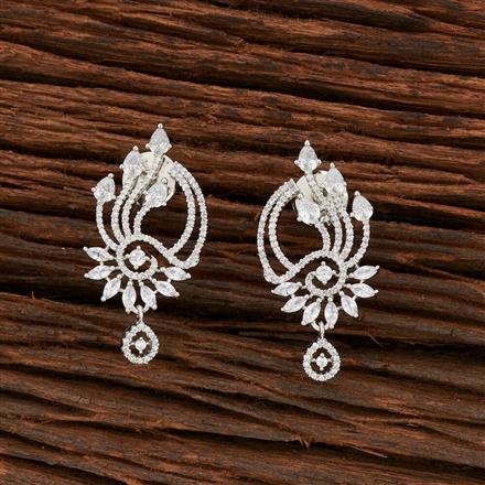 Cz Short Earring With Rhodium Plating
