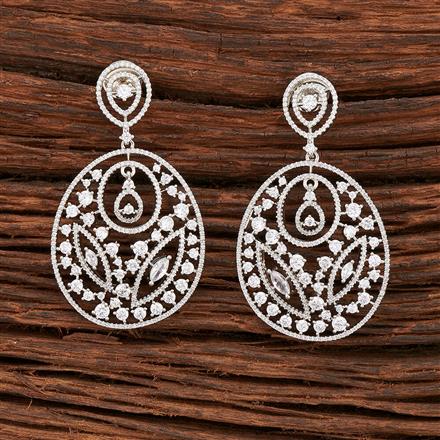 Cz Classic Earring With Rhodium Plating