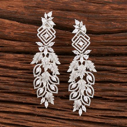 Cz Classic Earring With Rhodium Plating