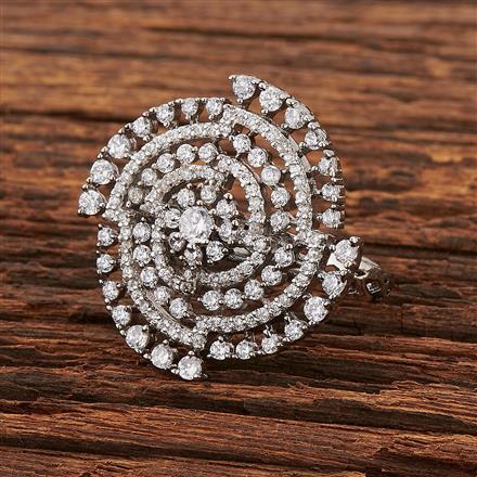 Cz Adjustable Ring With Black Plating