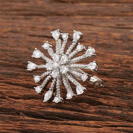 Cz Classic Ring With Rhodium Plating