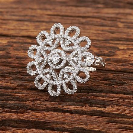 Cz Adjustable Ring With Rhodium Plating