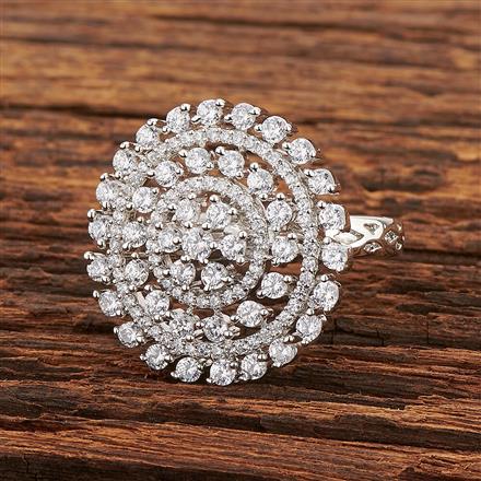 Cz Adjustable Ring With Rhodium Plating