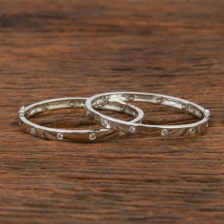 Cz Openable Bangles With Rhodium Plating