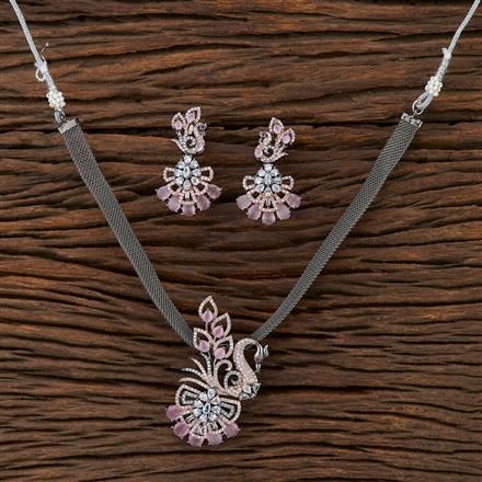 Cz Peacock Pendant Set With Black Rose Plating
