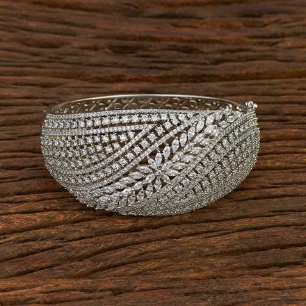 Cz Broad Kada With Rhodium Plating