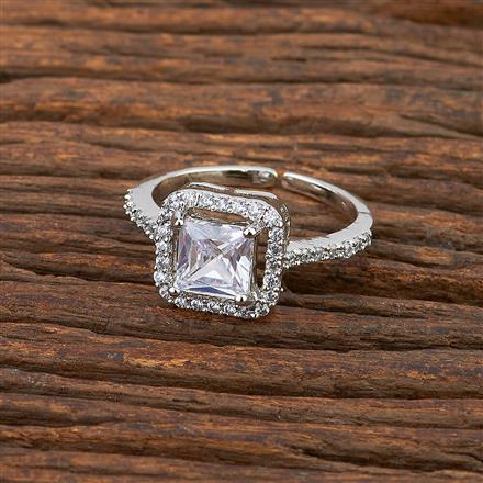 Cz Adjustable Ring With Rhodium Plating