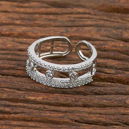 Cz Adjustable Ring With Rhodium Plating