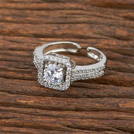 Cz Adjustable Ring With Rhodium Plating
