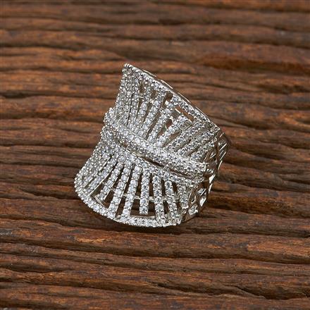 Cz Classic Ring With Rhodium Plating