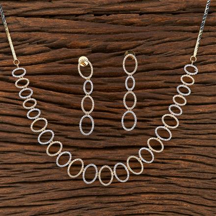 Cz Delicate Necklace With 2 Tone Plating