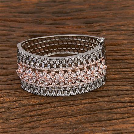 Cz Broad Kada With Black Rose Plating