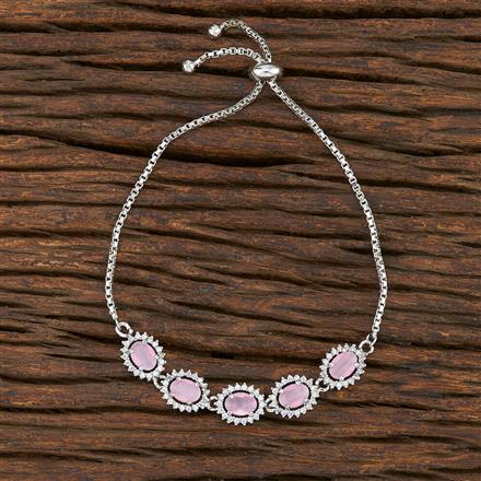 Cz Adjustable Bracelet With Rhodium Plating