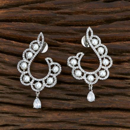 Cz Chand Earring With Rhodium Plating