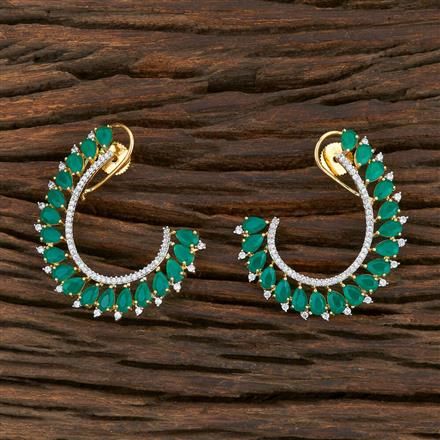 Cz Chand Earring With 2 Tone Plating