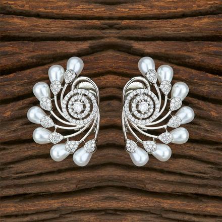 Cz Short Earring With Rhodium Plating