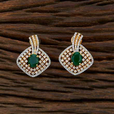 Cz Short Earring With 2 Tone Plating