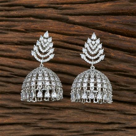 Cz Jhumki With Rhodium Plating