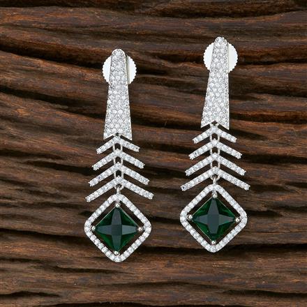 Cz Short Earring With Rhodium Plating