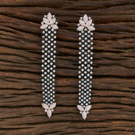 Cz Long Earring With Black Rose Plating
