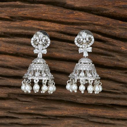 Cz Jhumki With Rhodium Plating
