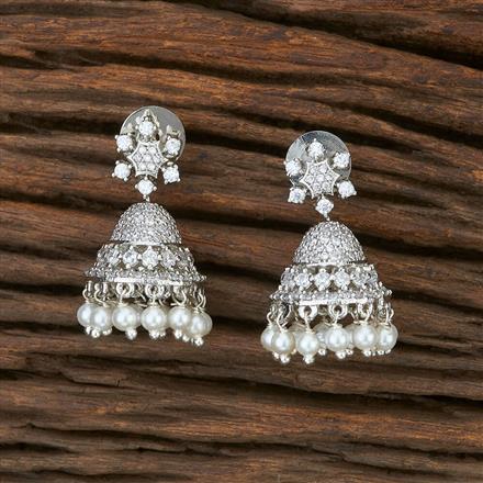 Cz Jhumki With Rhodium Plating