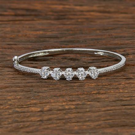 Cz Delicate Kada With Rhodium Plating