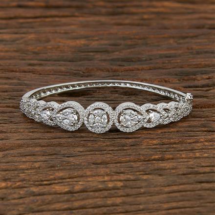 Cz Classic Kada With Rhodium Plating