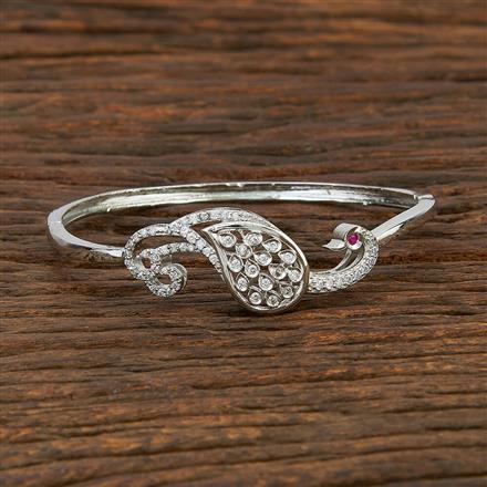 Cz Classic Kada With Rhodium Plating