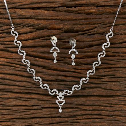 Cz Classic Necklace With Rhodium Plating