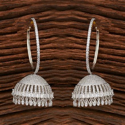 Cz Jhumki With Rhodium Plating