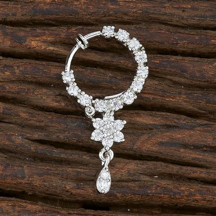 Cz Delicate Nose Ring With Rhodium Plating