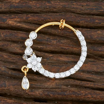Cz Delicate Nose Ring With 2 Tone Gold Plating