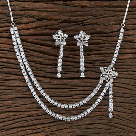 Cz Solitaire Necklace With Rhodium Plating