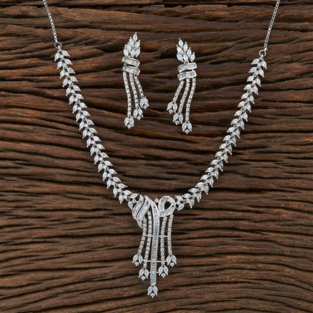Cz Classic Necklace With Rhodium Plating
