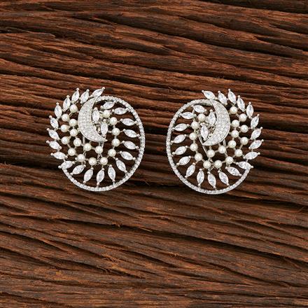 Cz Chand Earring With Rhodium Plating
