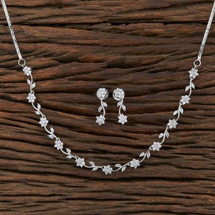 Cz Classic Necklace With Rhodium Plating