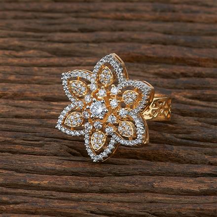 Cz Adjustable Ring With 2 Tone Plating
