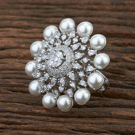 Cz Adjustable Ring With Rhodium Plating