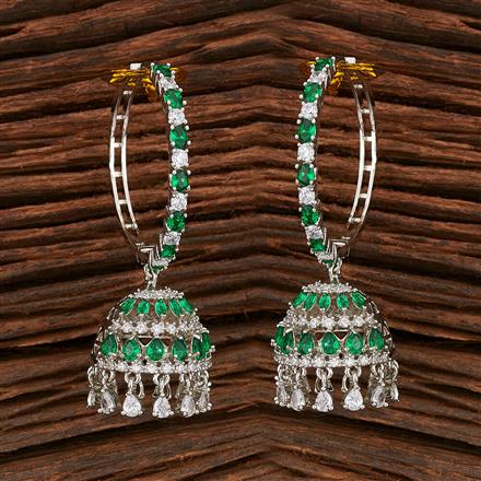 Cz Jhumki With Rhodium Plating