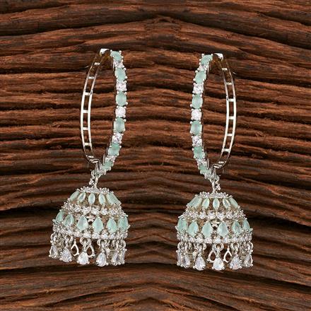 Cz Jhumki With Rhodium Plating