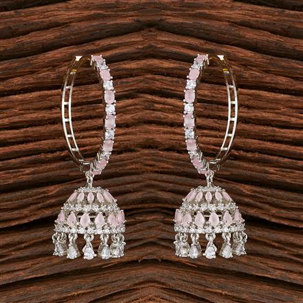 Cz Jhumki With Rhodium Plating