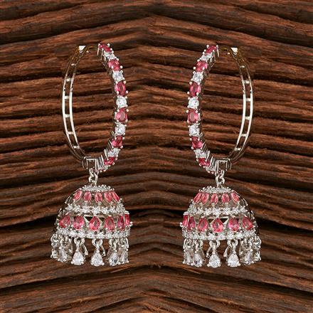 Cz Jhumki With Rhodium Plating