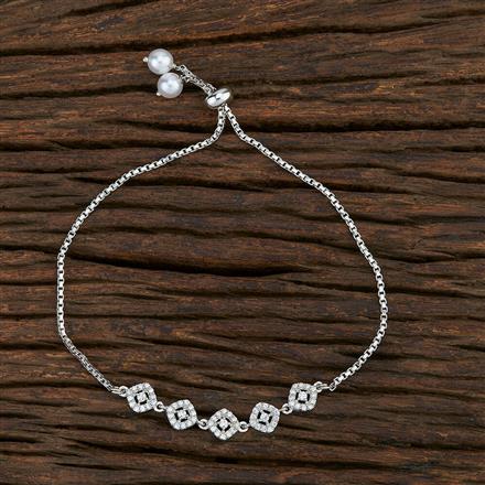 Cz Adjustable Bracelet With Rhodium Plating