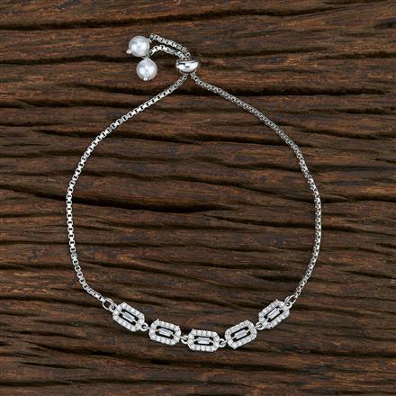 Cz Adjustable Bracelet With Rhodium Plating