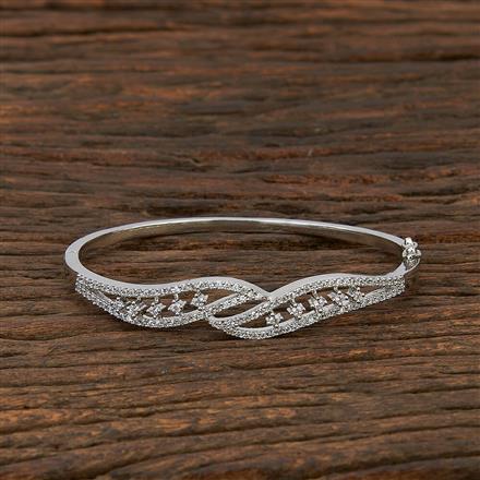 Cz Delicate Kada With Rhodium Plating