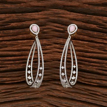 Cz Short Earring With Rhodium Plating