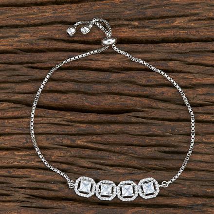 Cz Adjustable Bracelet With Rhodium Plating