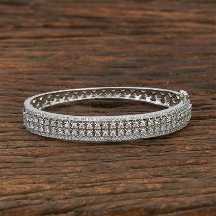 Cz Classic Kada With Rhodium Plating