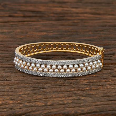 Cz Pearl Kada With 2 Tone Plating